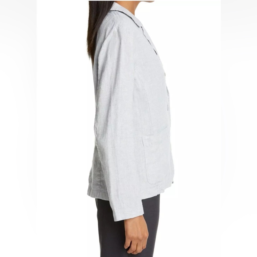 Eileen Fisher Organic Linen lightweight Blazer Metallic Pearl Size PM - Picture 4 of 9